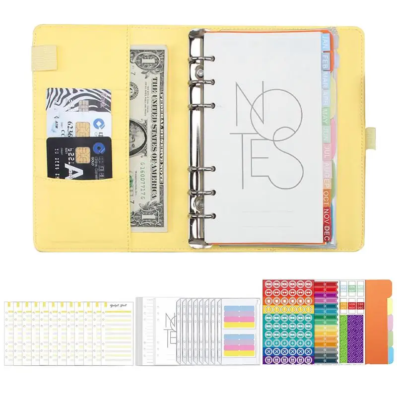 

PU Leather Notebook Binder Tear-Resistant Binder Hand Ledger Notebook Creative Cash Budget Financial Planner Hand Book