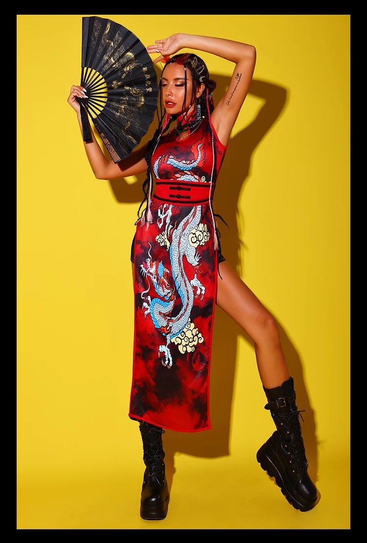 Костюм для джазовых танцев в китайском стиле женщин новый костюм хип-хоп одежда