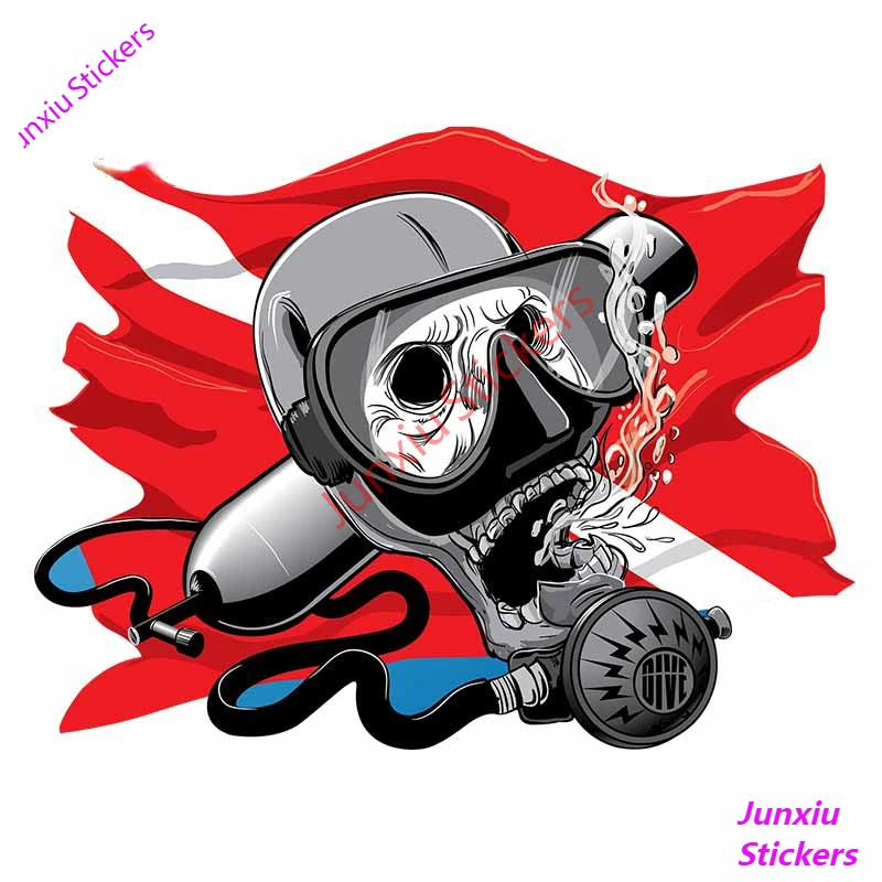 

Skull Diver Down Cartoon Car Stickers Bumper Trunk Graphics JDM Refit Decals Creative Vinyl Sticker Car Wrap Accessories PVC13cm