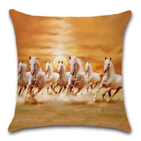 horse decor painting style beige decoration home house party cushion cover pillow case chair sofa for kids friend gift present