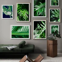 green plant monstera palm leaf nordic posters and prints wall art canvas painting wall pictures for living room art prints decor