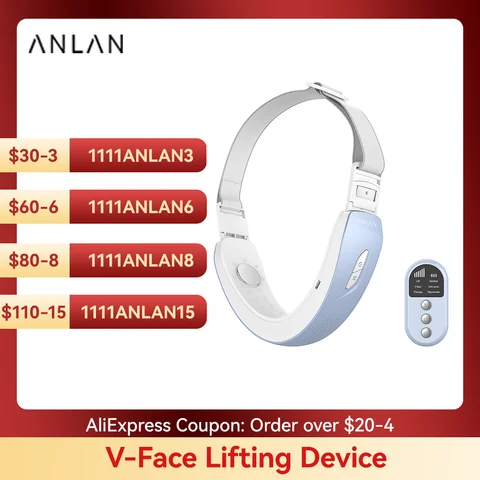 ANLAN V-Face подъемное устройство фиксированный контур лица EMS массаж двойной подбородок удаление v-образной формы красный/синий светильник терапия устройство для подтяжки лица - изображение