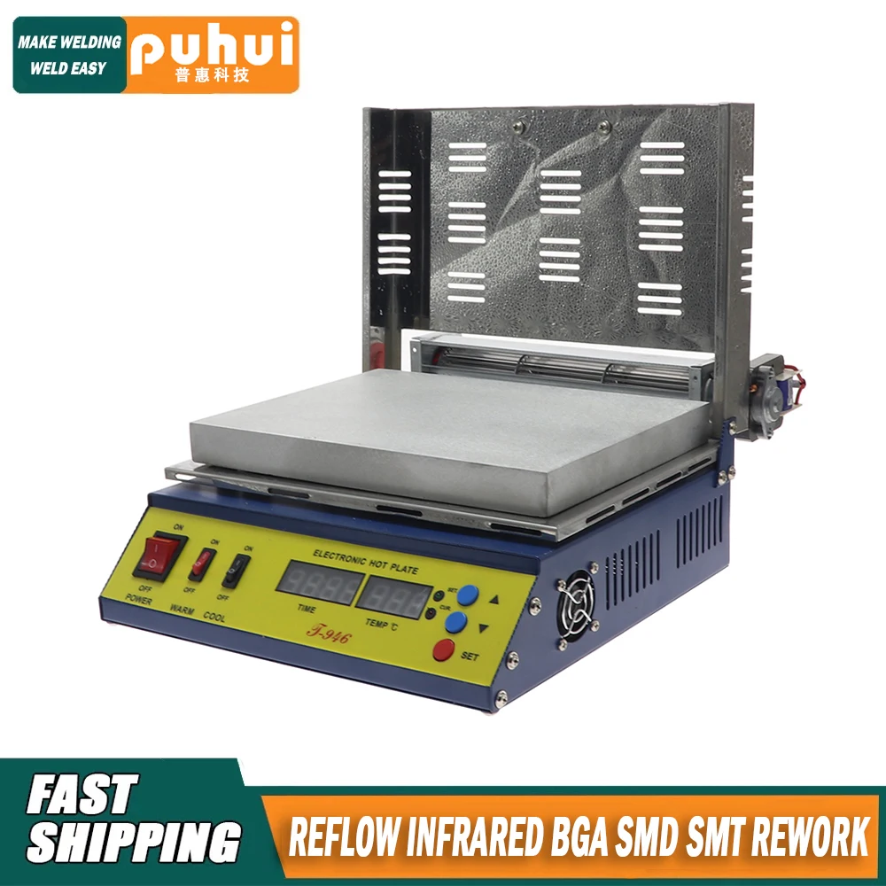 

Original Authorized PUHUI T946 Electronic Hot Plate T946 800W Preheating Oven With 180*240mm Heating Size PCB Preheater