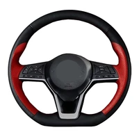 steering wheel cover black hand stitched genuine leather for nissan x trail 2017 2019 qashqai 2018 rogue sport 2017 2019 leaf
