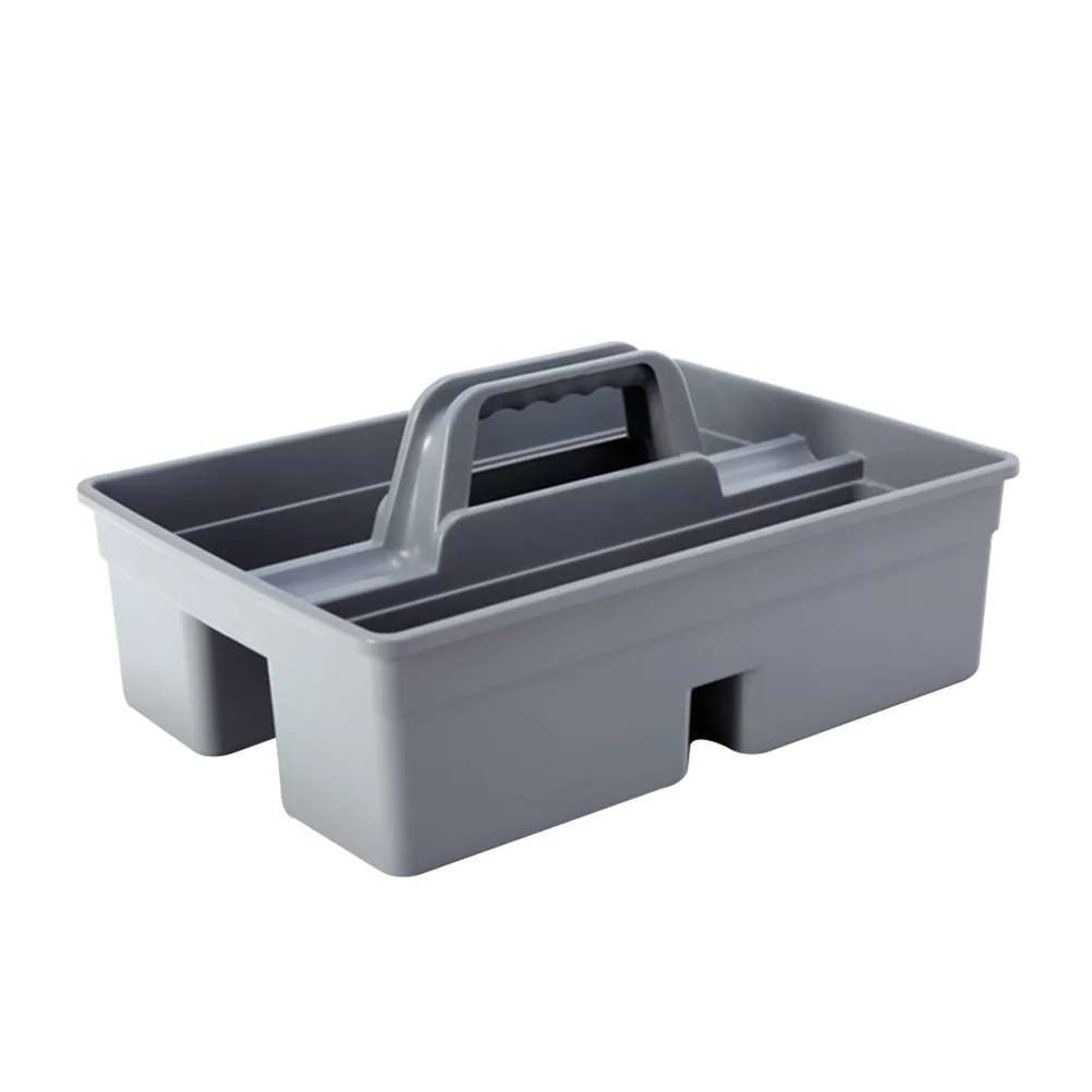 

Large Capacity Storage Tray Portable Dual Sides Tool Basket Car Item Cleaning Tool Plastic Storage Box with Handle (Grey)
