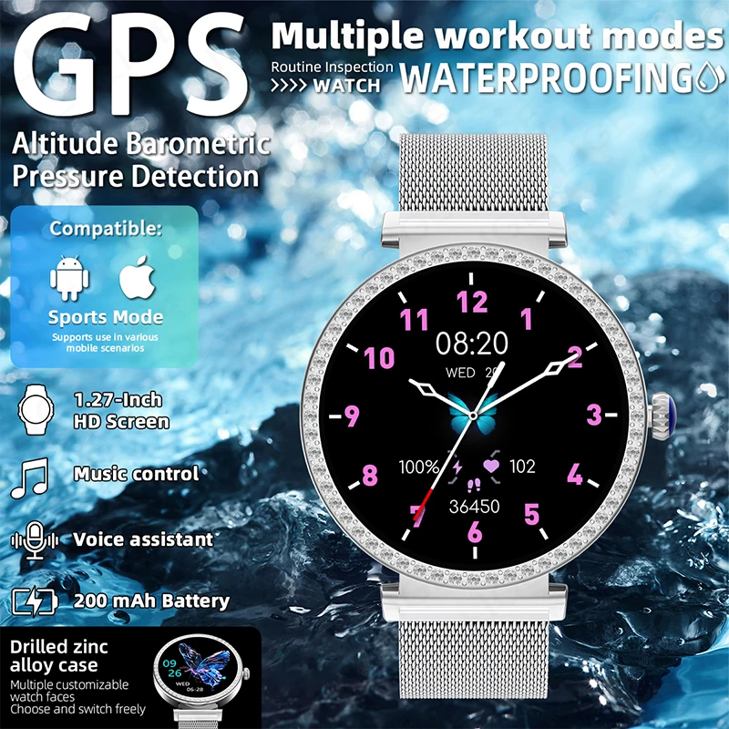 Фото LIGE Новые Смарт-часы с GPS Ultra HD-экраном для женщин Bluetooth-вызов Монитор сердечного ритма сна Голосовой помощник Спортивные умные часы для женщин №1