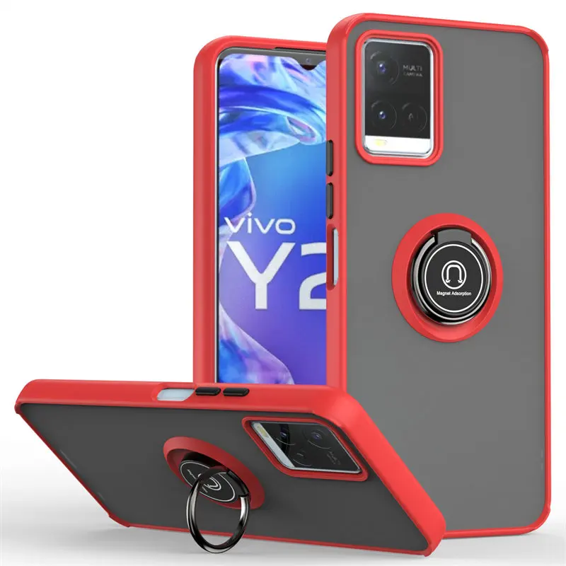 

Vivo Y21 2021 V2111 Y21S V2110 Case Shockproof Magnetic Ring Holder Armor Hard Cover Matte Back Case for Vivo Y21 Y33S V2109