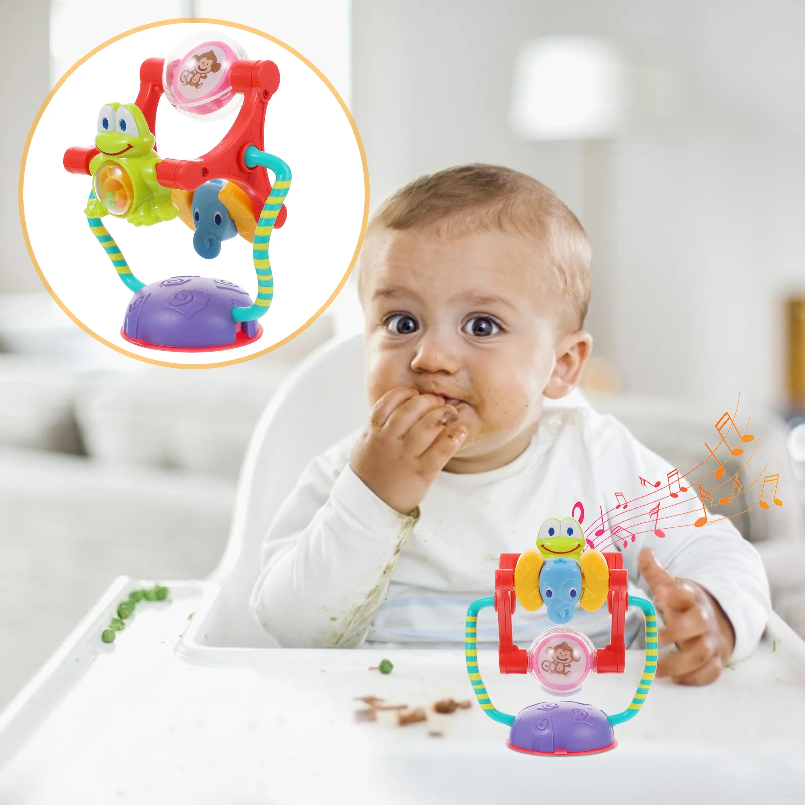 

Newborn Sensory Toyss Table Suction Cup Toy High Chairs Toddlers Tabletop Rotatable The Bell Wheel Plastic Kids Baby