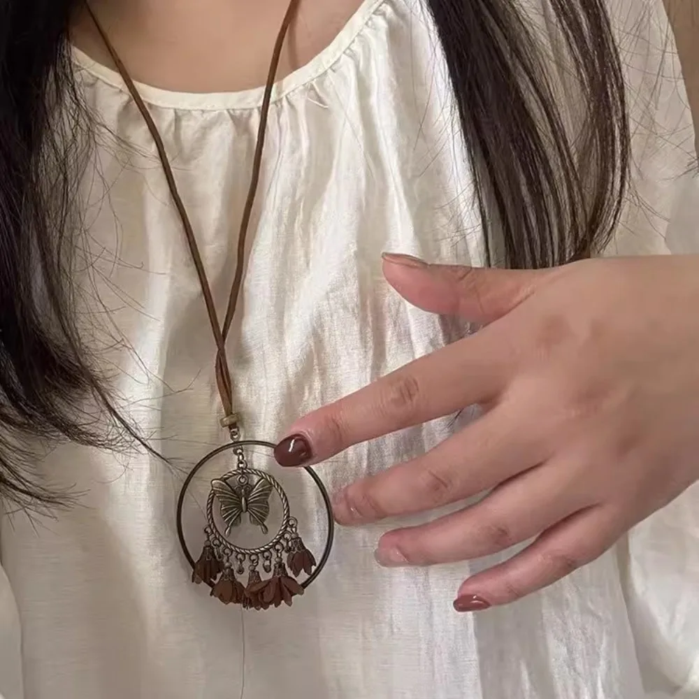 Модное длинное ожерелье с кисточками в этническом стиле оригинальная элегантная