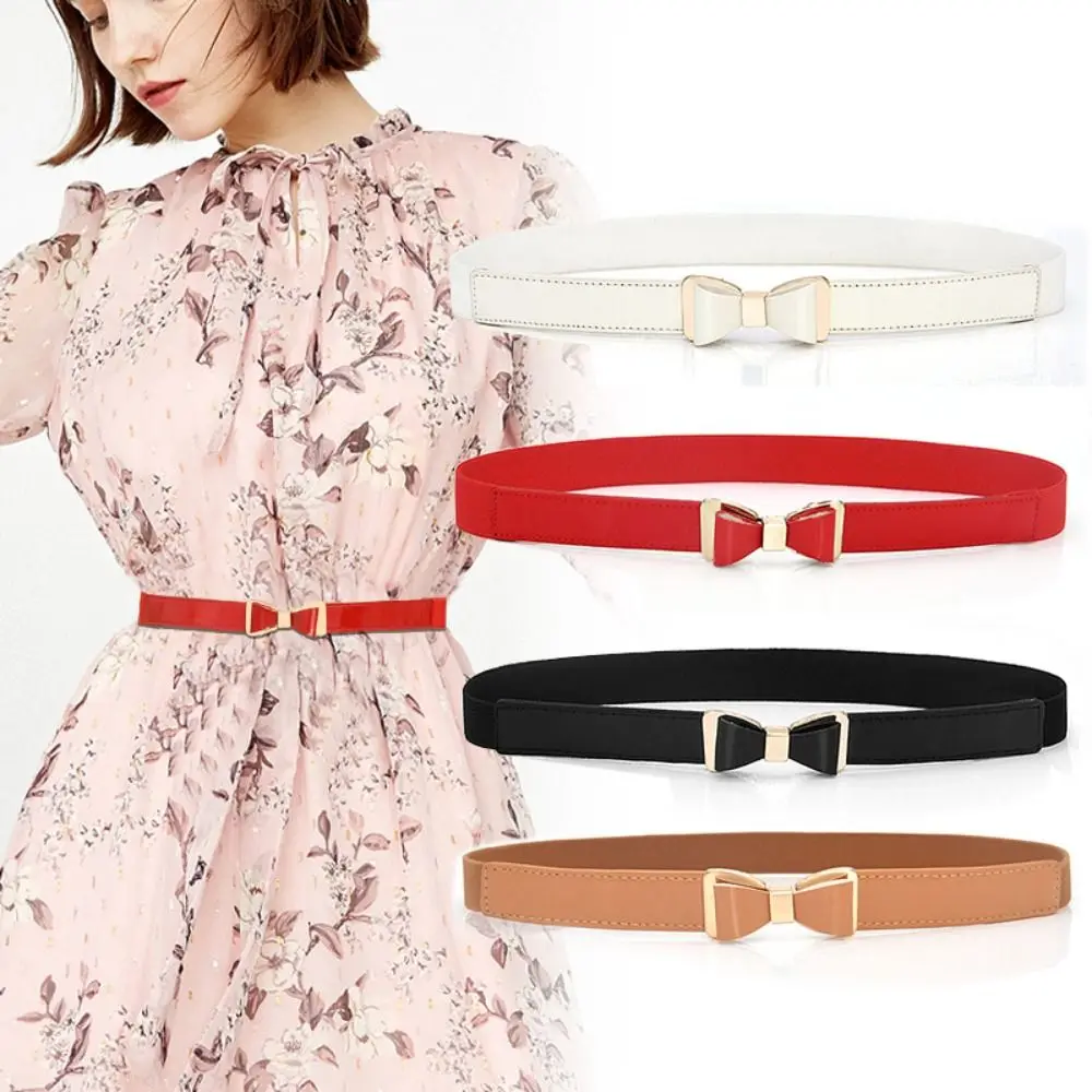 

All-match Stretch Elastic Ladies Dress Cummerbund Wild Skirt Bands Butt Buckle Waistband Bowknot Thin Waist Belt