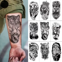 waterproof temporary tattoo sticker big lion wolf tiger rose arm tattoo hipster tattoo man woman tattoo body tattoo art tatuajes