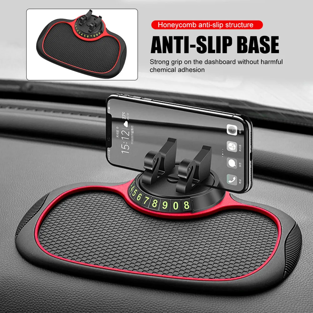 

Multifunctional Car Anti-skid Pad Dashboard Phone Holder Adhesive Silicone Anti-skid Mat Phone Mount With Temporary Parking Card