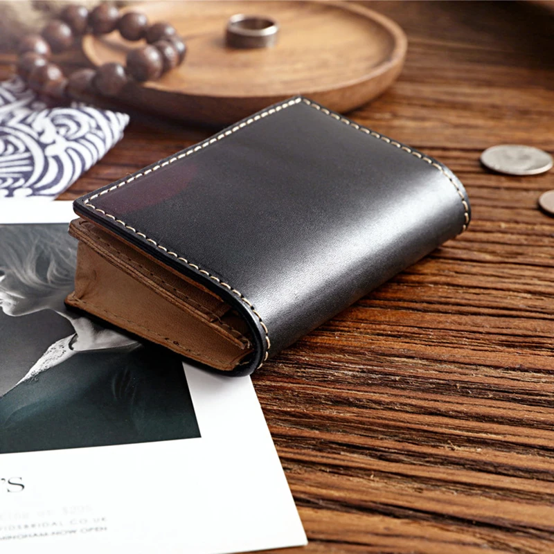 Unisex Vintage Handmade Vegetable Tanned Cow Men's Large Capacity Genuine Leathers Business Bag Women's Wallet Case Card Holders