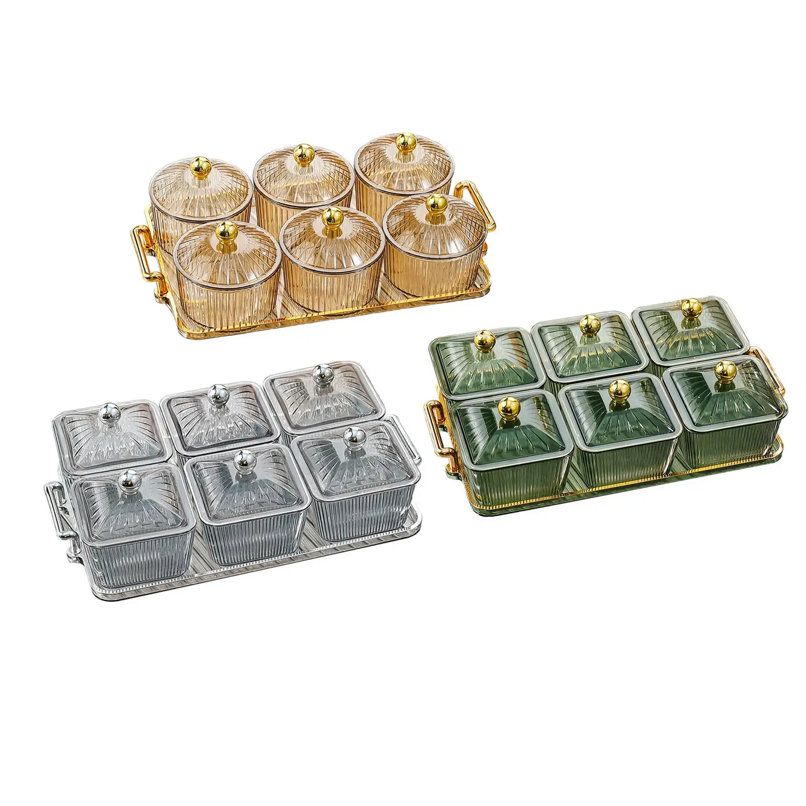 

Фруктовая тарелка, сервировочный поднос, контейнер для специй, поднос, 6 съемных сервировочных тарелок, разделенные на сладости, десертные ч...