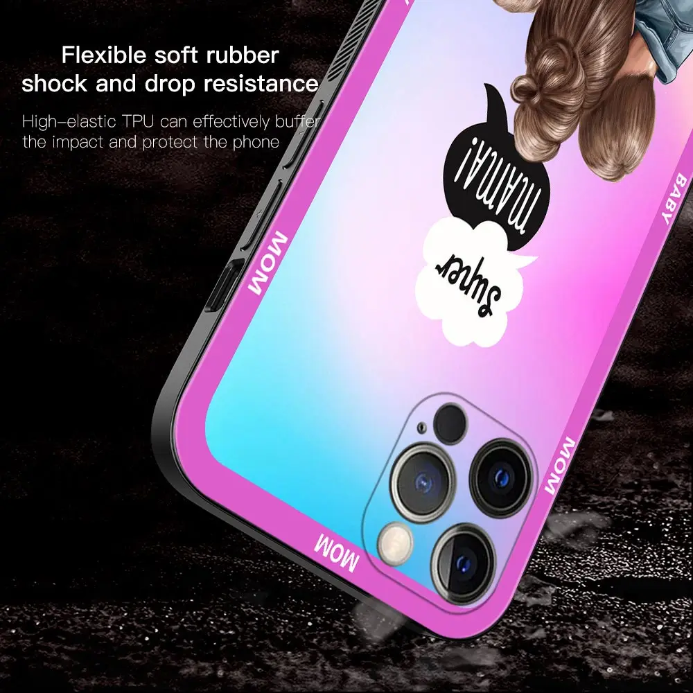 Cover For iPhone 14 13 12 Pro Max 11 XS Max XR X 12Mini 7 8 6 Plus 2020 TPU Fundas Soft Case Super Mom Baby Girl Boy