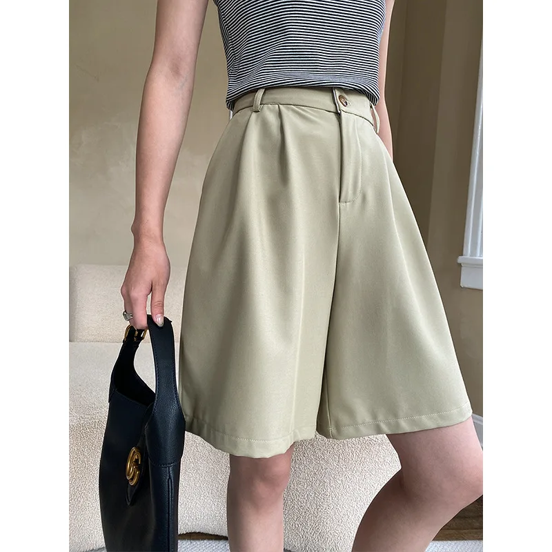

Temperament Casual Summer Classic Commuter Style High Waist All-match Wide-leg Five-point Suit Shorts Look Thin