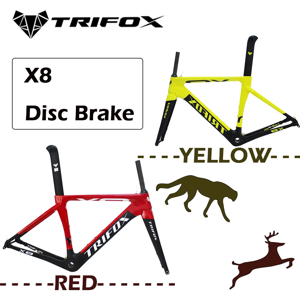 TRIFOX Full Carbon Fiber Road Bike Frame X8 Small Di2 Support Thru Axle Disc Brake 48 51 54 56 Fork Seatpost Headset X8TA