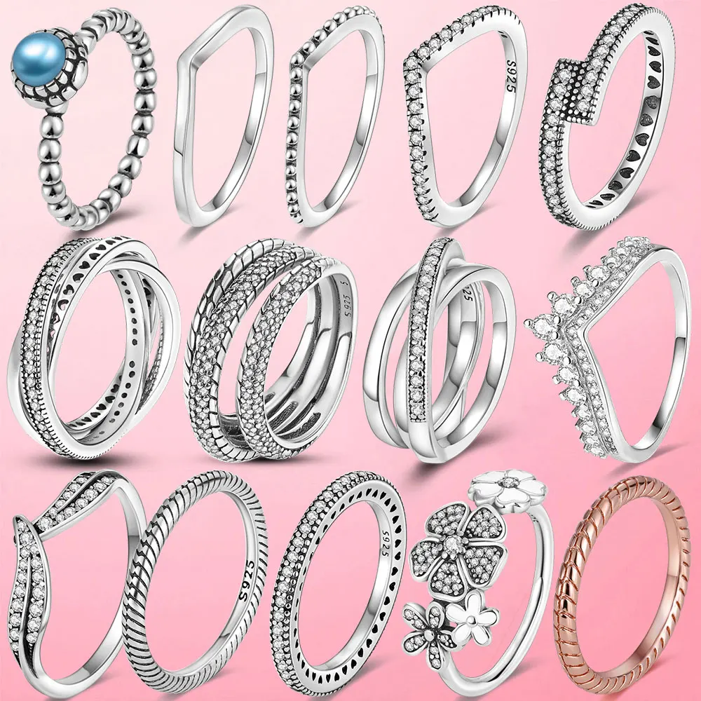

Hot Sale 925 Silver Stackable infinite Heart Daisy Flower Ring For Women Original Silver 925 Rings Brand Jewelry Gift