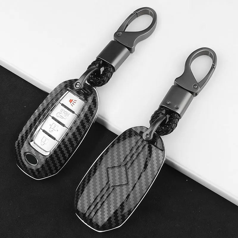 

Carbon Fiber Style Car Key Case, Smart Key Case For Nissan Infiniti Remote Control Protective Shell Accessories
