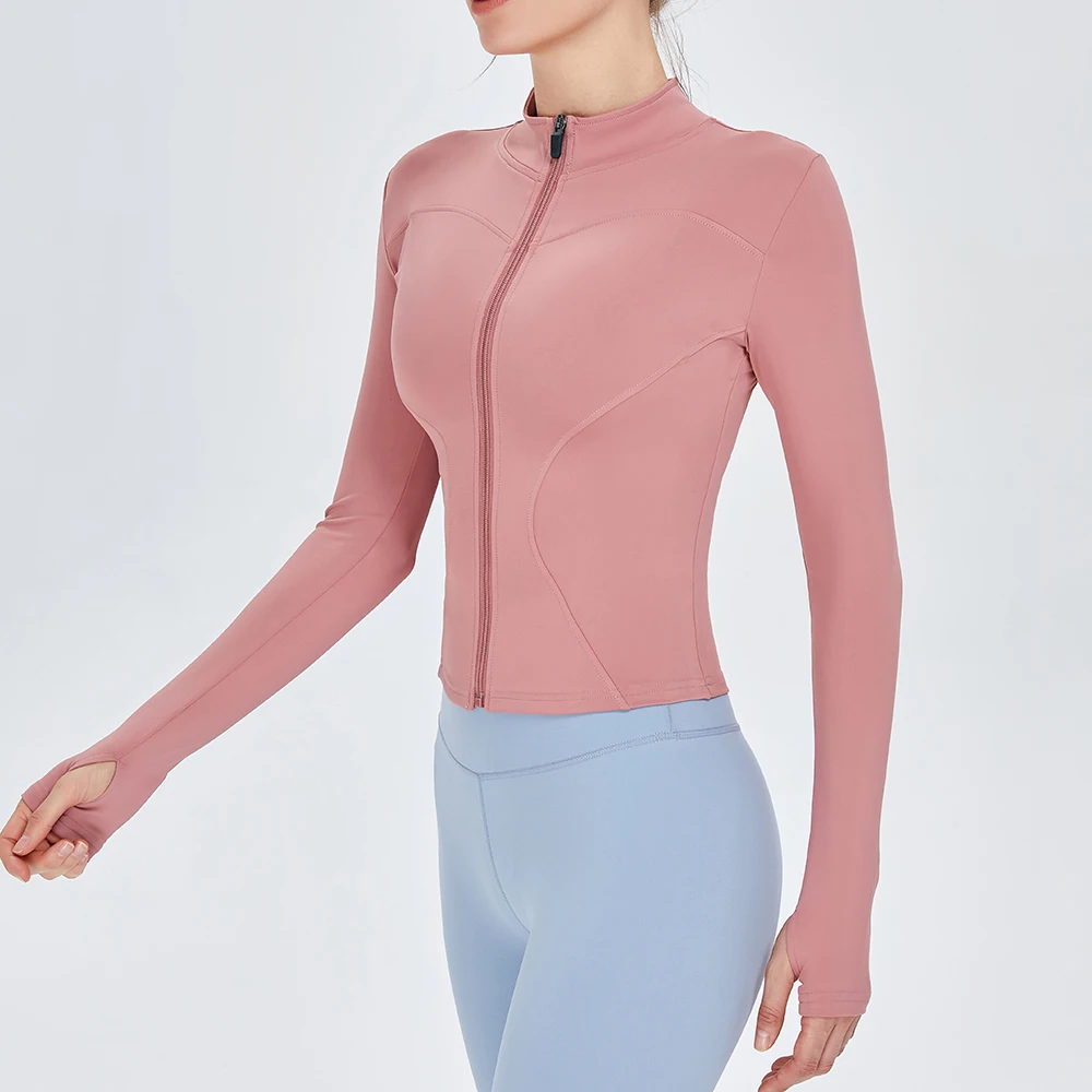 Спортивная куртка с длинным рукавом женская рубашка на молнии для фитнеса и йоги