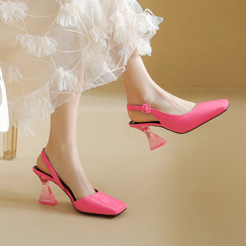 

Summer Women Shoes 6 cm Strange High Heel Slingbacks Sandals Spring Party Pumps Elegant Sandles Classcic Buckles Wedding Shoe