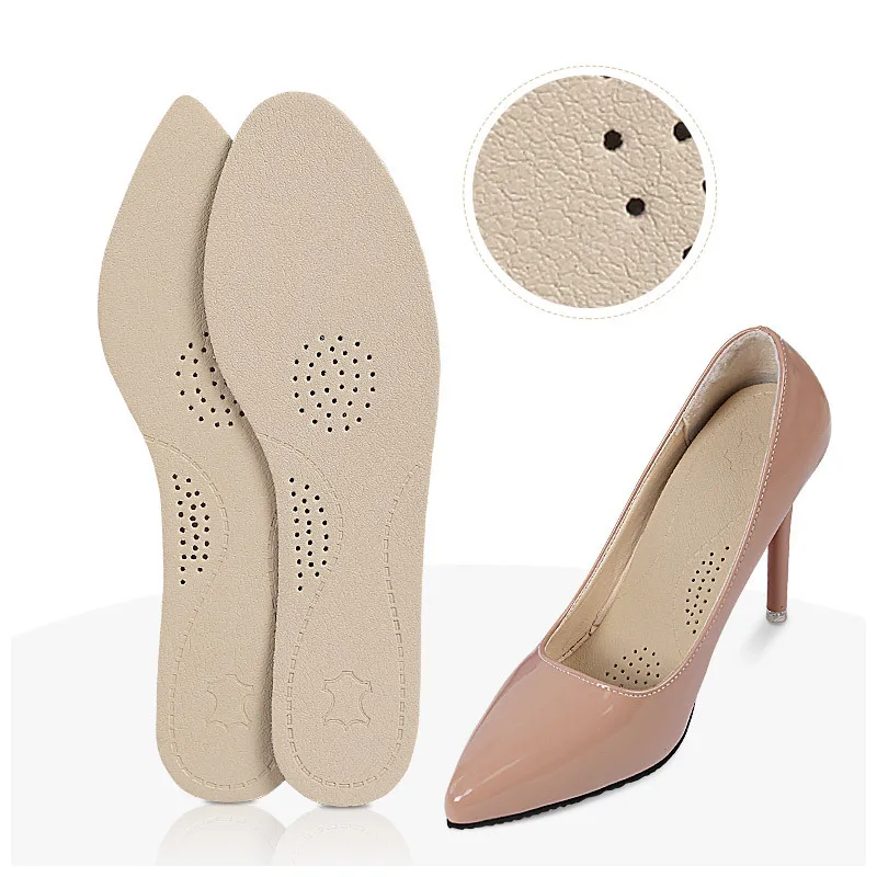 

2022 Thin Breathable Deodorant Leather Insoles Cushion Cowhide Instantly Absorb Sweat Replacement Inner Soles Shoes Insole Pads