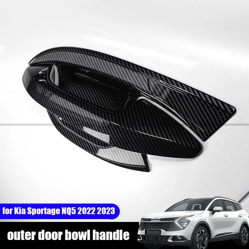 

for Kia Sportage NQ5 2022 2023 car exterior handle door bowl carbon fiber pattern modified cover decorative ABS