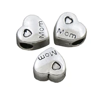 16pcs spacer beads love mom heart cuentas bisuter%c3%ada fashion jewelry findings components antique silver zinc alloy l1283