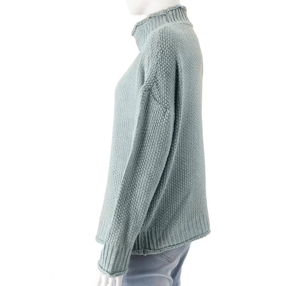 

Women Turtleneck Knitwear Stylish Women's Turtleneck Sweater Cozy Ribbed Trim Pullover for Autumn/winter Streetwear Knit Top