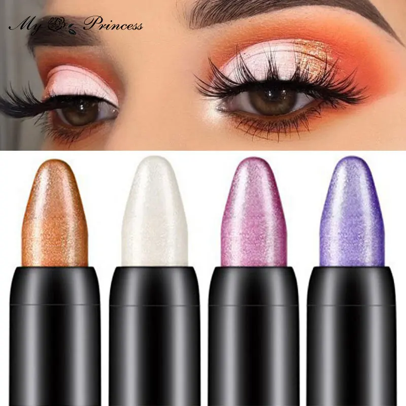 Waterproof Glitter Matte Nude Eye Shadow Makeup Pigment Cosmetics White Eyeliner Pen