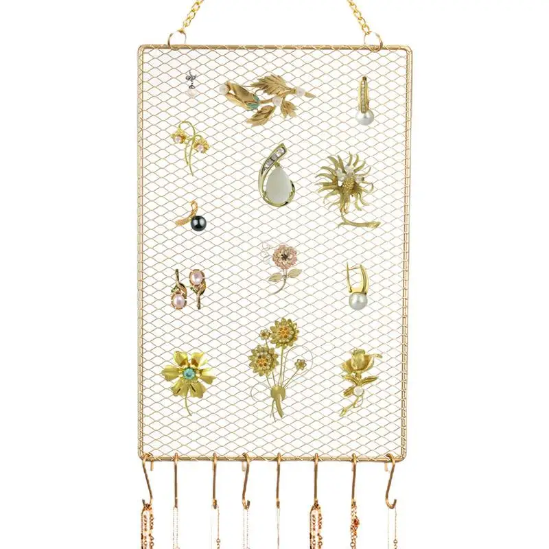 

Hanging Earring Organizer Ring Holder Wall Mount Jewelry Display Rack With Metal Hooks To Store Earrings Necklaces Keychains