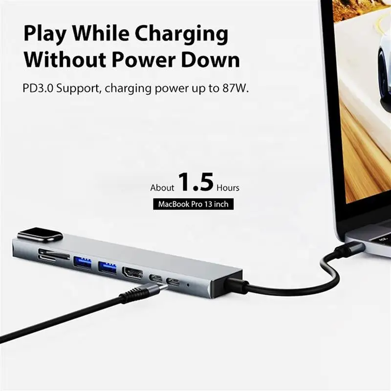 PIXLINK 8 в 1 SD Tf USB 3.0 4K-новый тип C к RJ45 Ethernet адаптер для зарядки