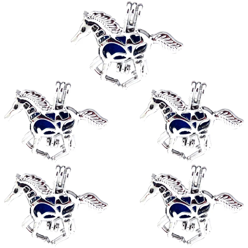 

10Pcs Plain Charm Horse Pearl Cage Locket Aromatherapy Diffuser Pendant Necklace Bracelet DIY Customied Jewelry Making Bulk