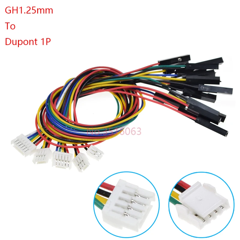 Фото Кабель Dupont GH1.25mm-2.54mm, 1-контактный, с разъемом GH1.25, с фиксатором, 2/3/4/5/6-контактный провод 28AWG, длина 20 см, 5 шт. №1