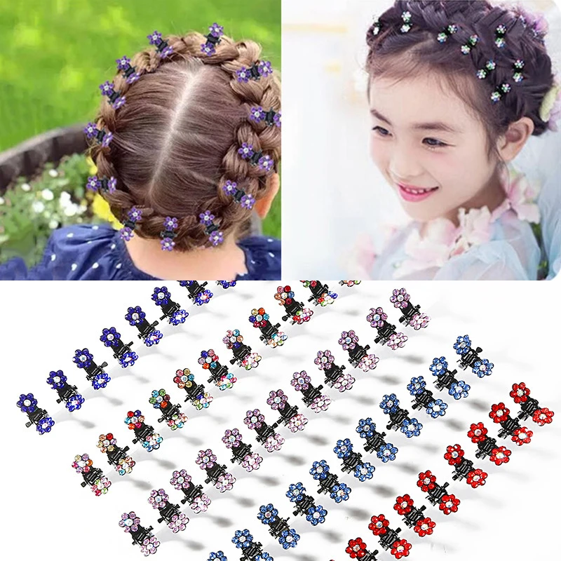 

100Pcs Hair accessories for women clips Baby mini plum blossom small crystal edge top claw clip headgear crab claw clip