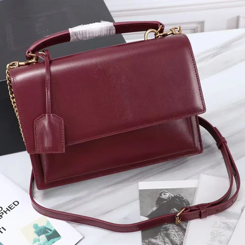 

New Retro Women's Chain One-Shoulder Handbag Toothpick Bag Fashion Organ Wallet Cowhide Handbag High Quality Designer Bag