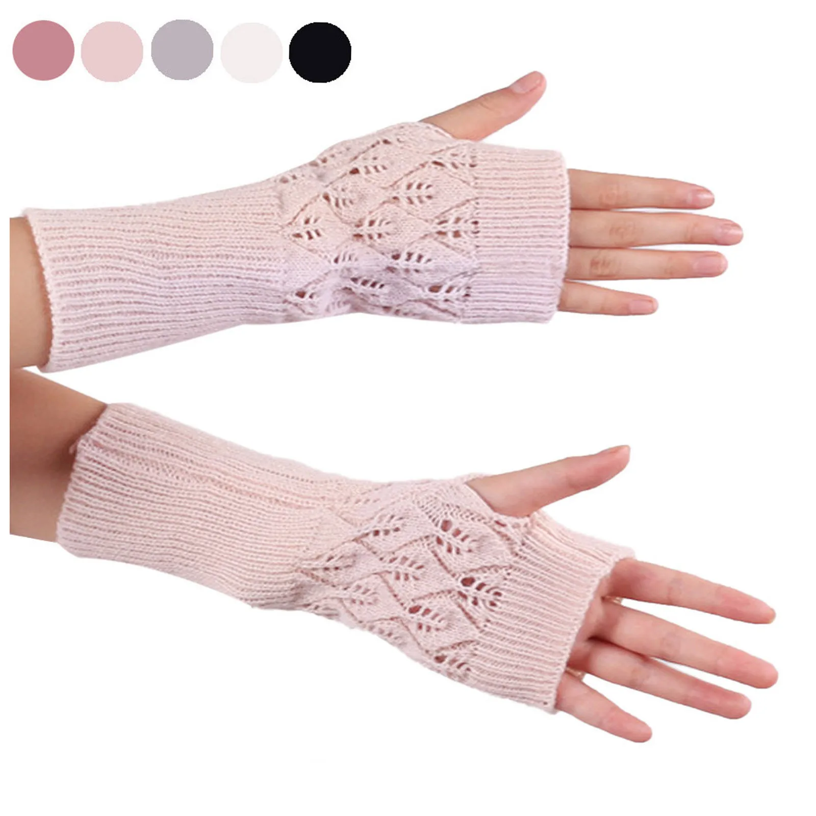 

Punk Y2k Knitted Gloves Kpop Men Women Half Finger Warm Soft Fingerless Mitten Pink Soft Gloves Guantes Female Soft Arm Glove