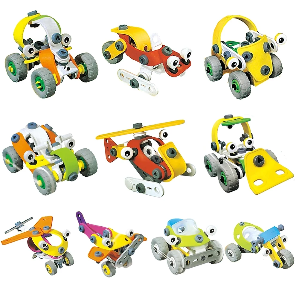 

5 комплектов 2 в 1 самодельный сборный автомобиль гибкие строительные блоки самолет пластиковая игрушка робот Детский развивающий деформац...