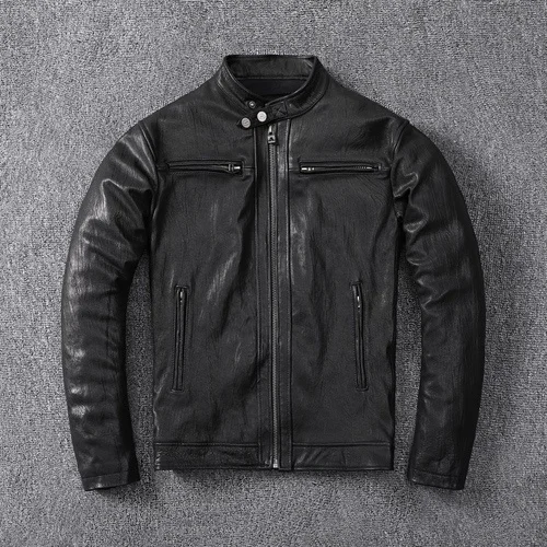 

100% Natural Sheepskin Leather Jacket Men Genuine Leather Jackets for Men Plus Size 5XL Zipper Men's Coat Veste Homme Xhl