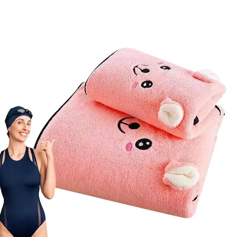 

Набор полотенец для душа, 2 шт., Мультяшные полотенца, банное полотенце из кораллового флиса, милое полотенце для рук с ушками, впитывающее полотенце для душа, душа