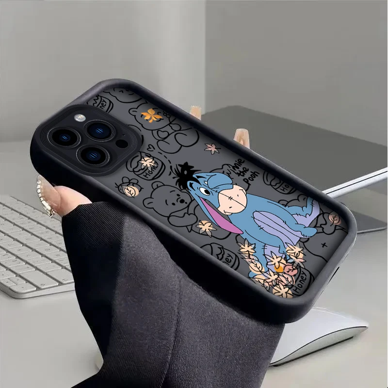Фото Чехол Disney Pooh Bear Eeyore для iPhone 16, 15, 14, 13, 12, 11 Pro Max XS X XR 8 7 6S 6 Plus SE 2020, противоударный чехол из жидкого силикона №3