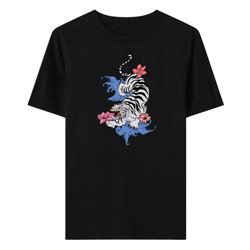 

Футболка мужская с принтом тигра, тенниска из чистого хлопка, Повседневная модная майка, уличная одежда, большие размеры, лето