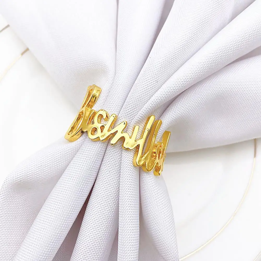 

Napkin Buckle Beauty Reusable Exquisite High Strength Letters Napkin Circle for Dining Room Serviette Ring Napkin Button