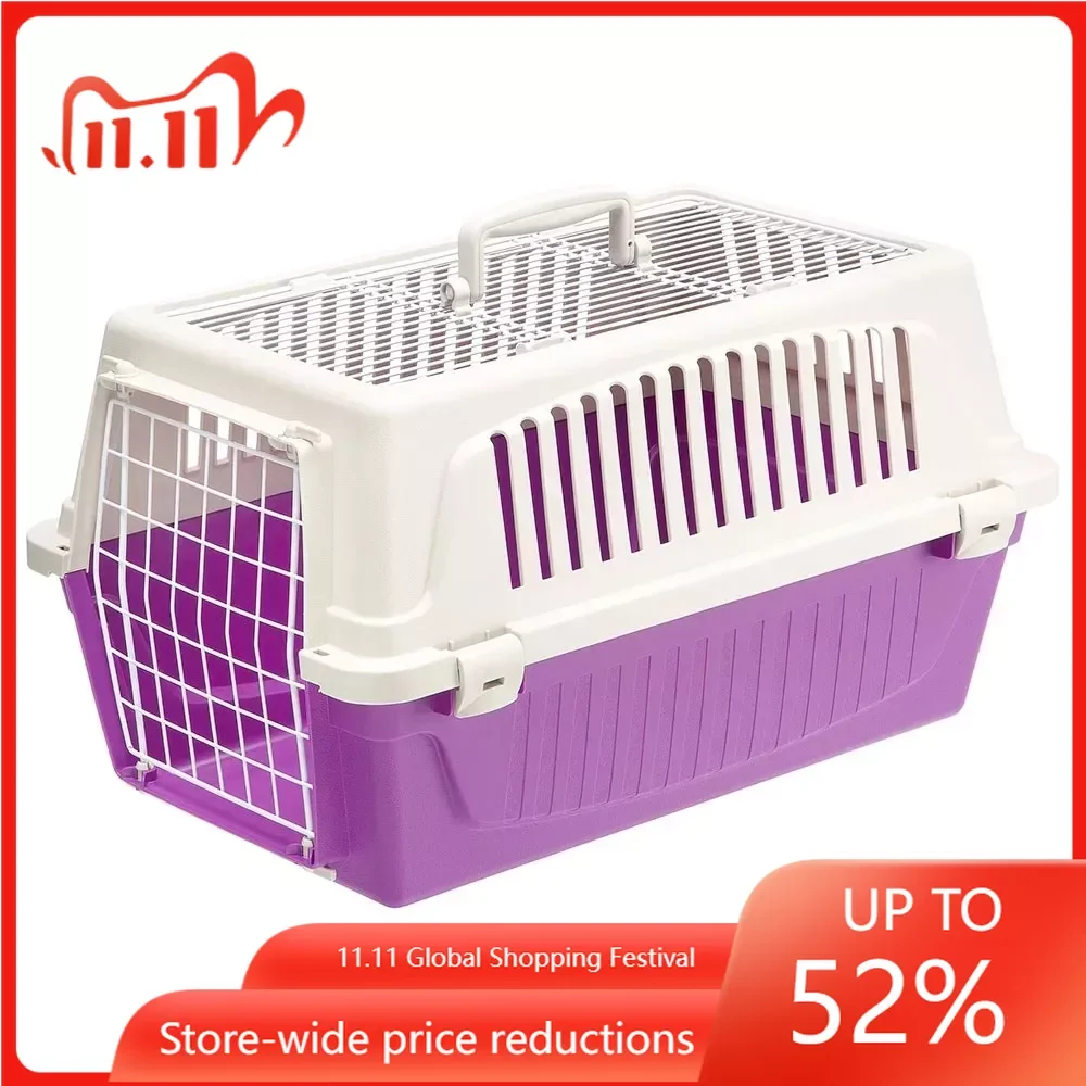 

Двухдверная переноска для домашних животных ATLAS из пластика с верхней нагрузкой, фиолетовый 22-дюймовый домик для собак