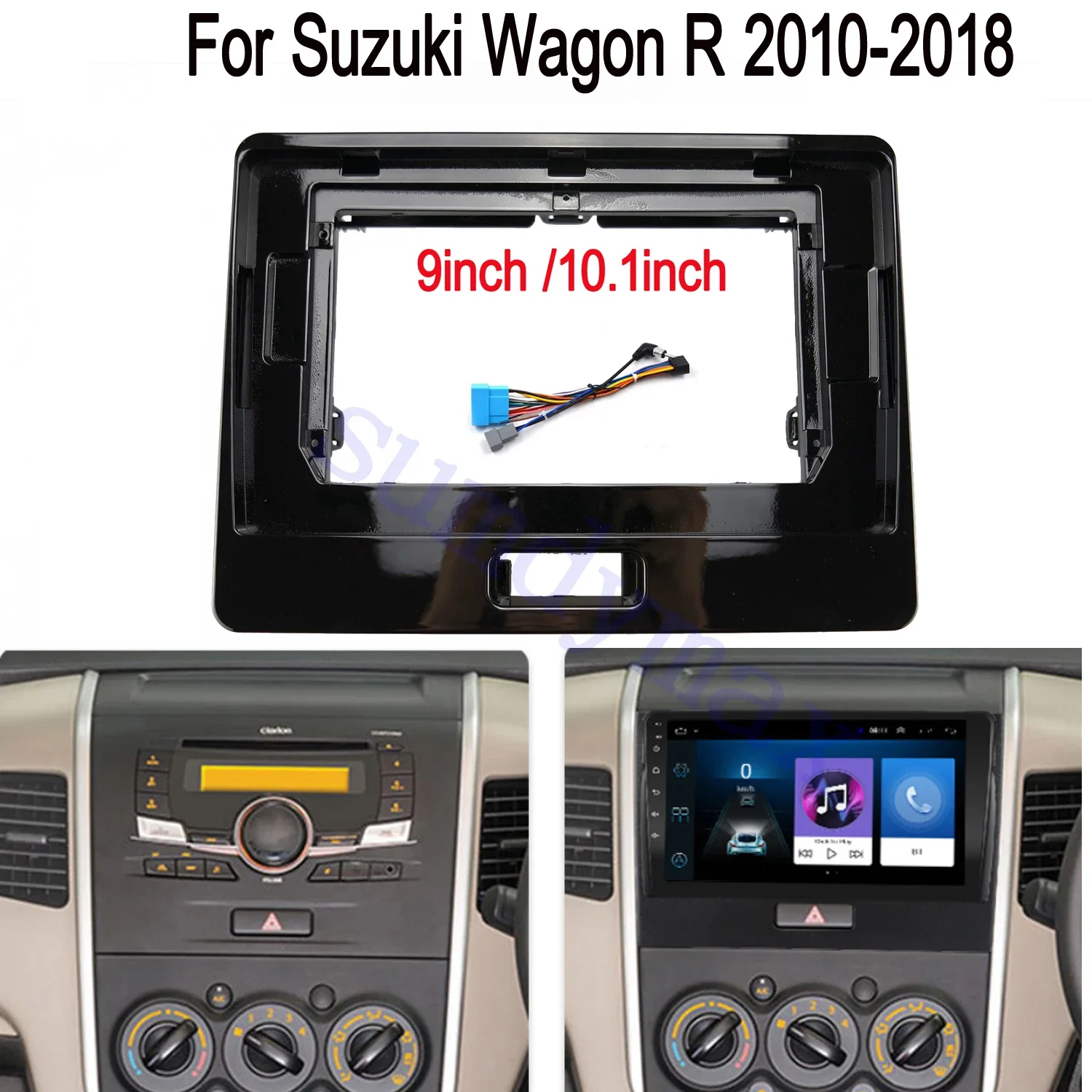 Фото 9-дюймовая пластиковая рамка-панель для автомагнитолы Suzuki Wagon R 2010-2019, комплект для установки на приборную панель, для DVD и GPS-навигации №3