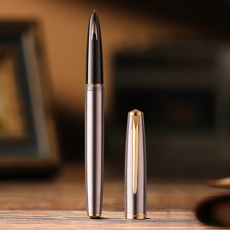 Перьевая ручка Hero 100 с винтажным золотым пером 14 карат металлическая