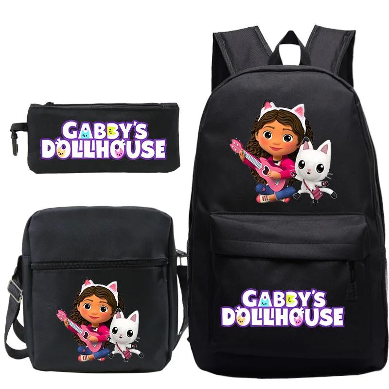 

Cute Gabbys Dollhouse Backpack Boys Girls Cartoon School Bags 3pcs/Set Bookbag Students Schoolbags Children Kawaii Bag Mochila