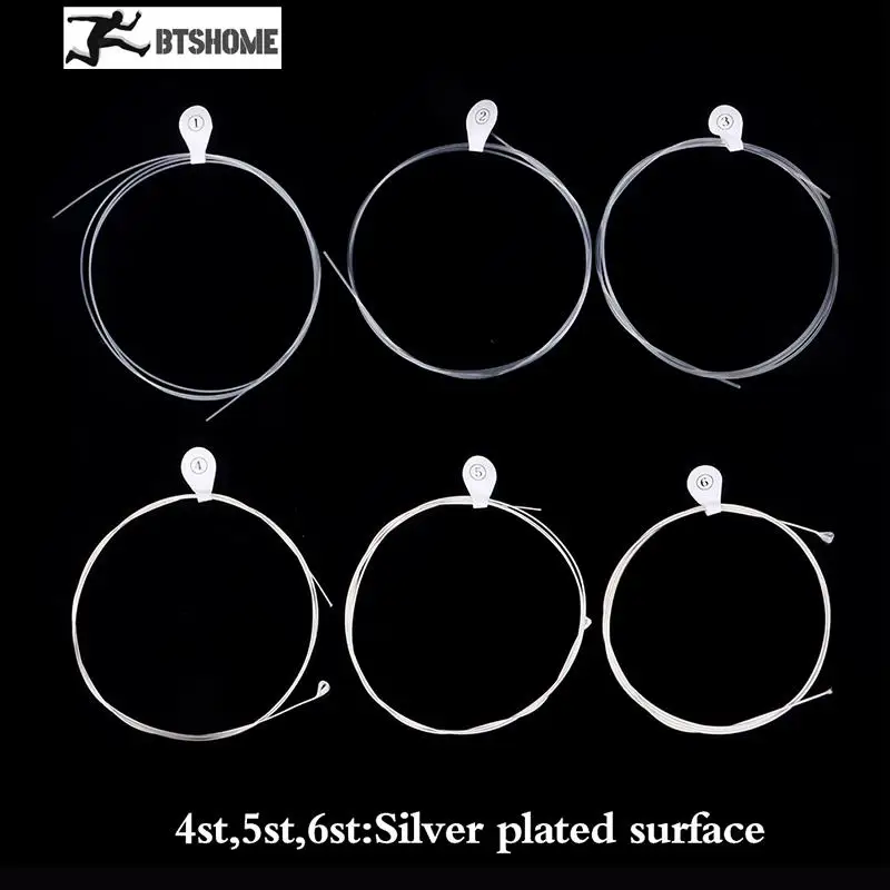 

6Pcs Classical Guitar Strings Set Plating Super Light Classic Guitar Clear Nylon Silver Strings Silver Plated