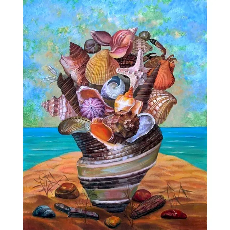 

GATYZTORY 40x50cm Acrylic Paint By Numbers Conch Scenery Oil Painting By Numbers On Canvas Frameless DIY Landscape Home Decor