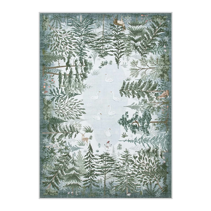 

Зеленый ковер для гостиной, большой коврик для машинной стирки, прикроватный напольный коврик для спальни, четыре сезона, стиль джунглей, украшения дома, коврики